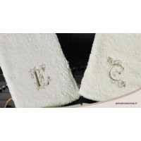 Gant de toilette brod&eacute; initiale lettre ab&eacute;c&eacute;daire