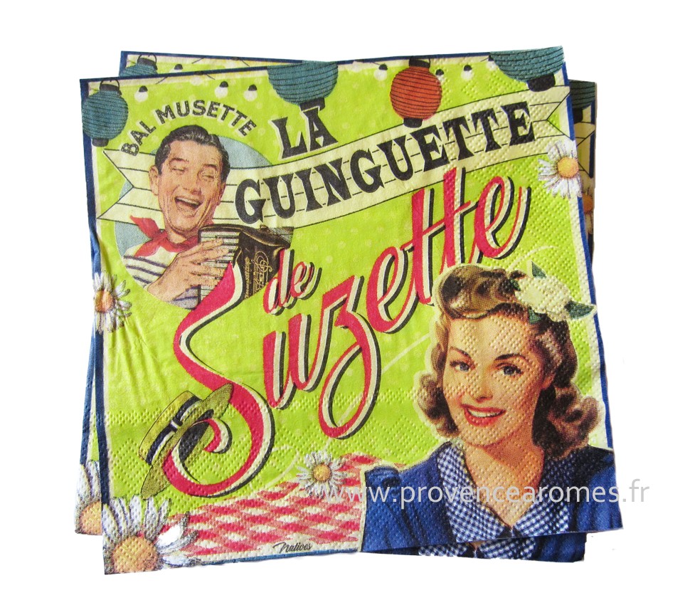Serviettes en papier GUINGUETTE Natives déco rétro vintage