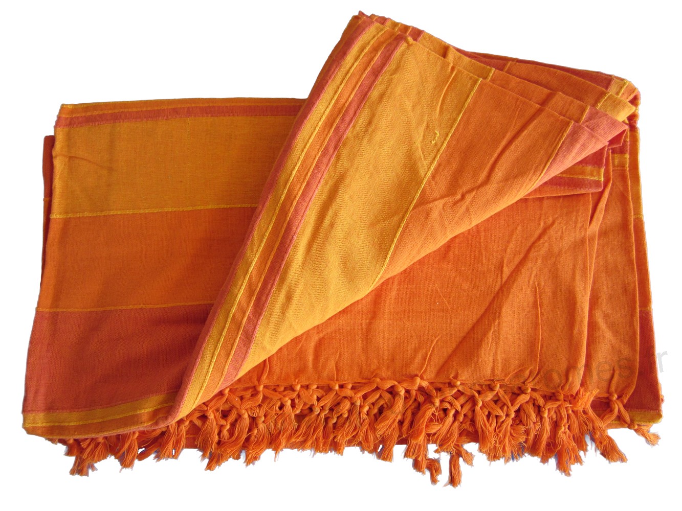 Grande tenture kérala plaid couvre lit orange carotte mandarine ...