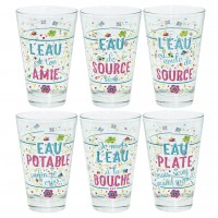 Coffret de 6 verres L'EAU TON AMIE Natives déco rétro vintage