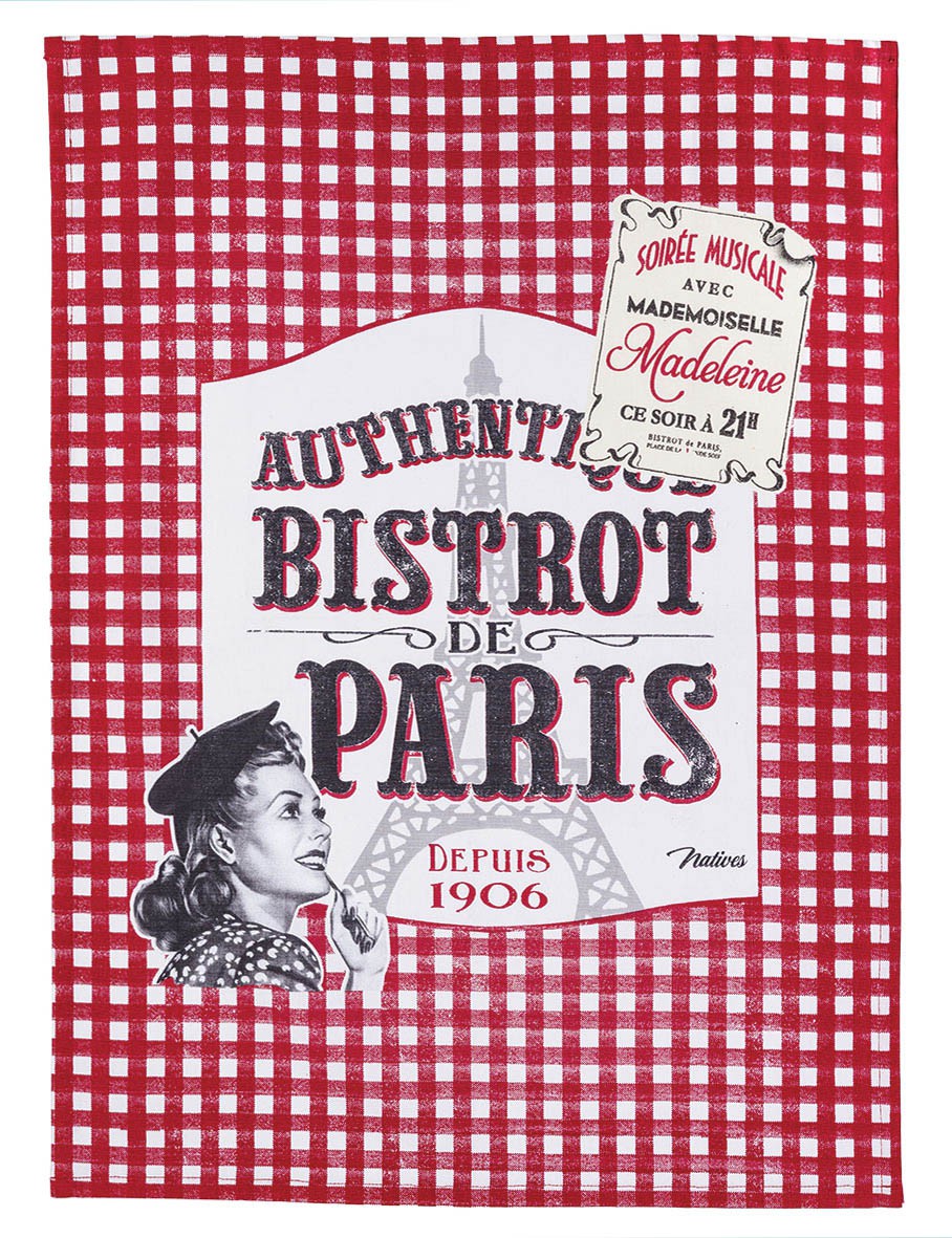 Torchon BISTROT DE PARIS Natives déco rétro vintage - Provence