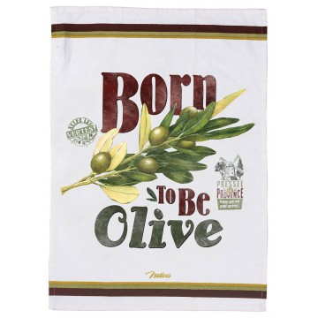 Torchon BORN TO BE OLIVE Natives déco rétro vintage