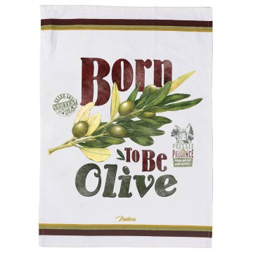 Torchon BORN TO BE OLIVE Natives déco rétro vintage