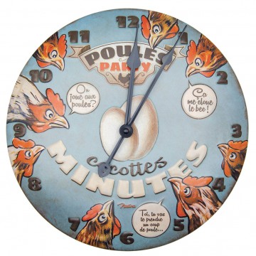 Horloge POULES PARTY Natives déco rétro vintage