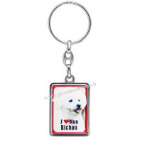 Porte-clés chien BICHON FRISÉ en métal