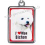 Porte-clés chien BICHON FRISÉ en métal