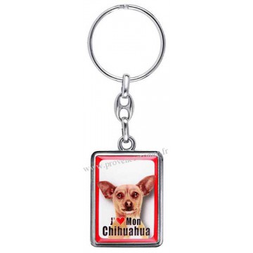 Porte-clés chien CHIHUAHUA marron chocolat en métal