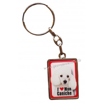 Porte-clés chien CANICHE BLANC en métal