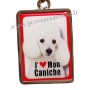 Porte-clés chien CANICHE BLANC en métal