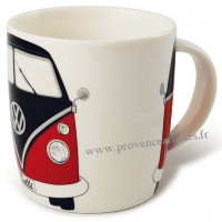 Mug combi Volkswagen rouge et noir en céramique Brisa rétro vintage collection