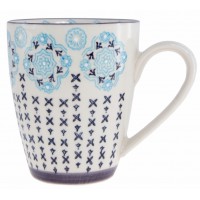 Mug artisanal peint à la main motifs relief bleus 