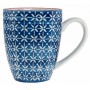 Mug artisanal bleu foncé losanges blancs peint à la main relief 