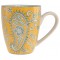 Mug artisanal peint à la main jaune motifs arabesques relief