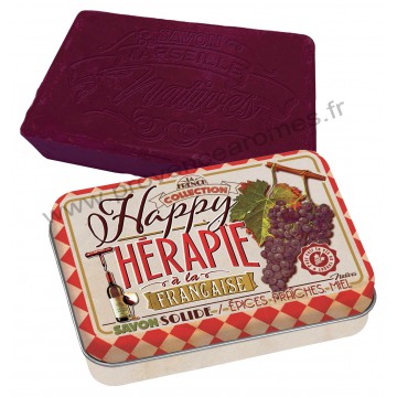 Boîte et savon VIN HAPPY THÉRAPIE à la Française Natives déco rétro vintage