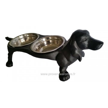 Gamelle double inox support chien en fonte