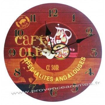 Horloge CAFÉ OLÉ déco rétro