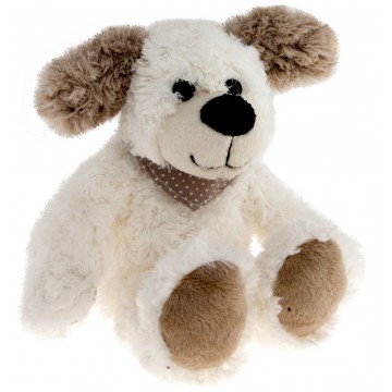 Peluche chien coquin avec foulard vichy beige