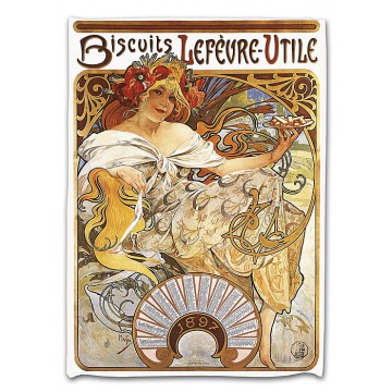 TORCHON DE CUISINE 45x65 cm PUB RETRO BISCUITS LEFEVRE UTILE CALENDRIER 1897