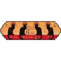 Accroche Torchons métal 4 crochets TOURNÉE DU CHAT NOIR déco affiche rétro vintage