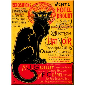 Magnet plaque TOURNÉE DU CHAT NOIR Hôtel Drouot déco affiche rétro vintage