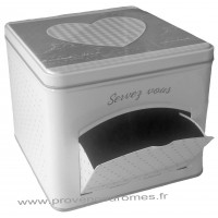 Boîte métal distributrice pour sucre ou biscuits déco coeur vichy gris