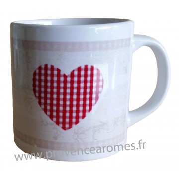 Mug expresso déco coeur vichy rouge