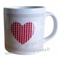 Mug expresso déco coeur vichy rouge