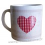 Mug expresso déco coeur vichy rouge