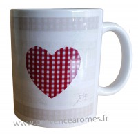 Mug déco Coeur Vichy Rouge