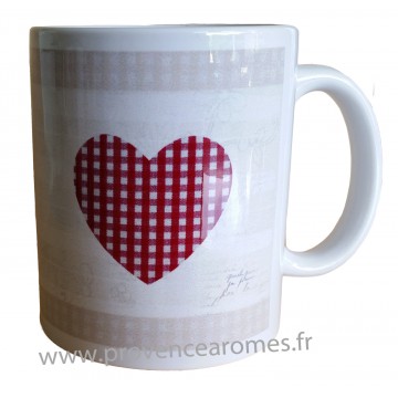 Mug déco Coeur Vichy Rouge