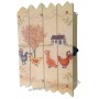 Boîte à clés en bois 6 crochets Poules Picoti et Picota