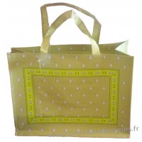 Sac Cabas style tissus Provençale authentique mouche Vert Olive