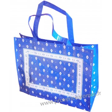 Sac Cabas style tissus Provençale authentique mouche Bleu Blanc