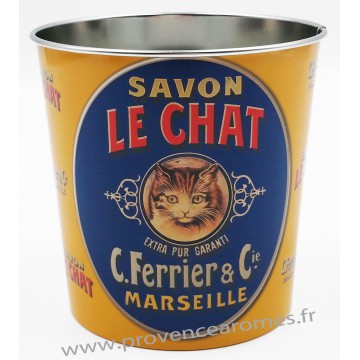 Pot métal à crayons ou maquillage SAVON LE CHAT déco publicité rétro vintage