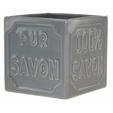 Pot cube céramique Gris PUR 100% SAVON