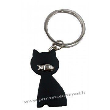 Porte clés Chat noir poisson