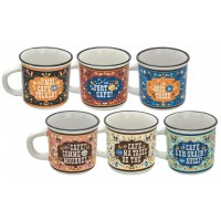 6 tasses à café céramique façon émail FOLKLO Natives déco rétro vintage