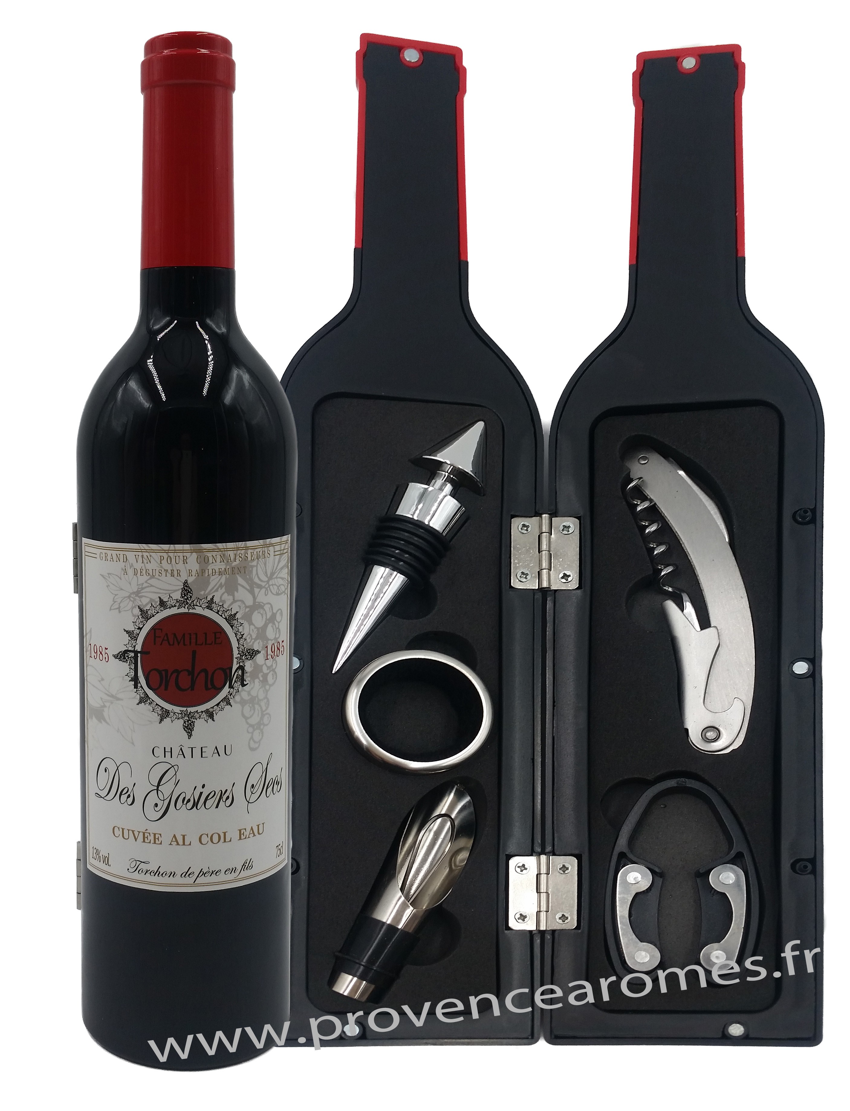Coffret accessoires vin bouteille de vin Château des Gosiers Secs -  Provence Arômes Tendance sud