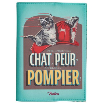 Protège carnet de santé CHAT PEUR POMPIER Natives déco rétro vintage