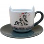 Grande Tasse "Oreilles de chat" et sous-tasse J'AIME LES CHATS collection Love cats