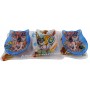 Petit PLATEAU et Trois Coupelles en Verre CHAT et CHOUETTE