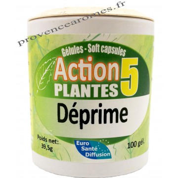 DÉPRIME Action 5 Plantes 100 gélules végétales Phytofrance Euro Santé Diffusion