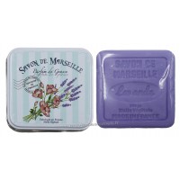 Boîte carrée déco Bouquet de Lavande et son savon lavande