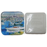 Boîte carrée déco Voilier au port et son savon au Lait d'ânesse