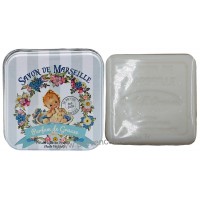 Boîte carrée des Jolies Bébés et son savon au Lait d'ânesse