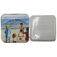 Boîte carrée déco enfants à la plage et son savon au Lait d'ânesse