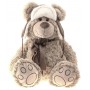 Peluche ours beige avec bonnet Chapka et écharpe marron