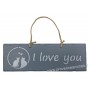 Plaque en bois " I Love You " déco Chat sur fond Anthracite