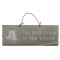 Plaque en bois " The best place in the world " déco Chat sur fond beige clair