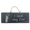 Plaque en bois " I Love my Cat " déco Chat fond Anthracite